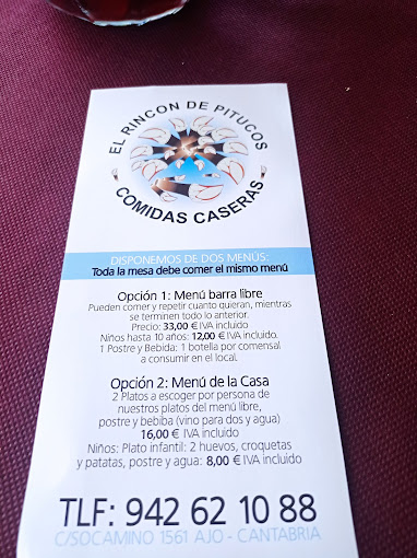 El Rincón de Pitucos menu 1